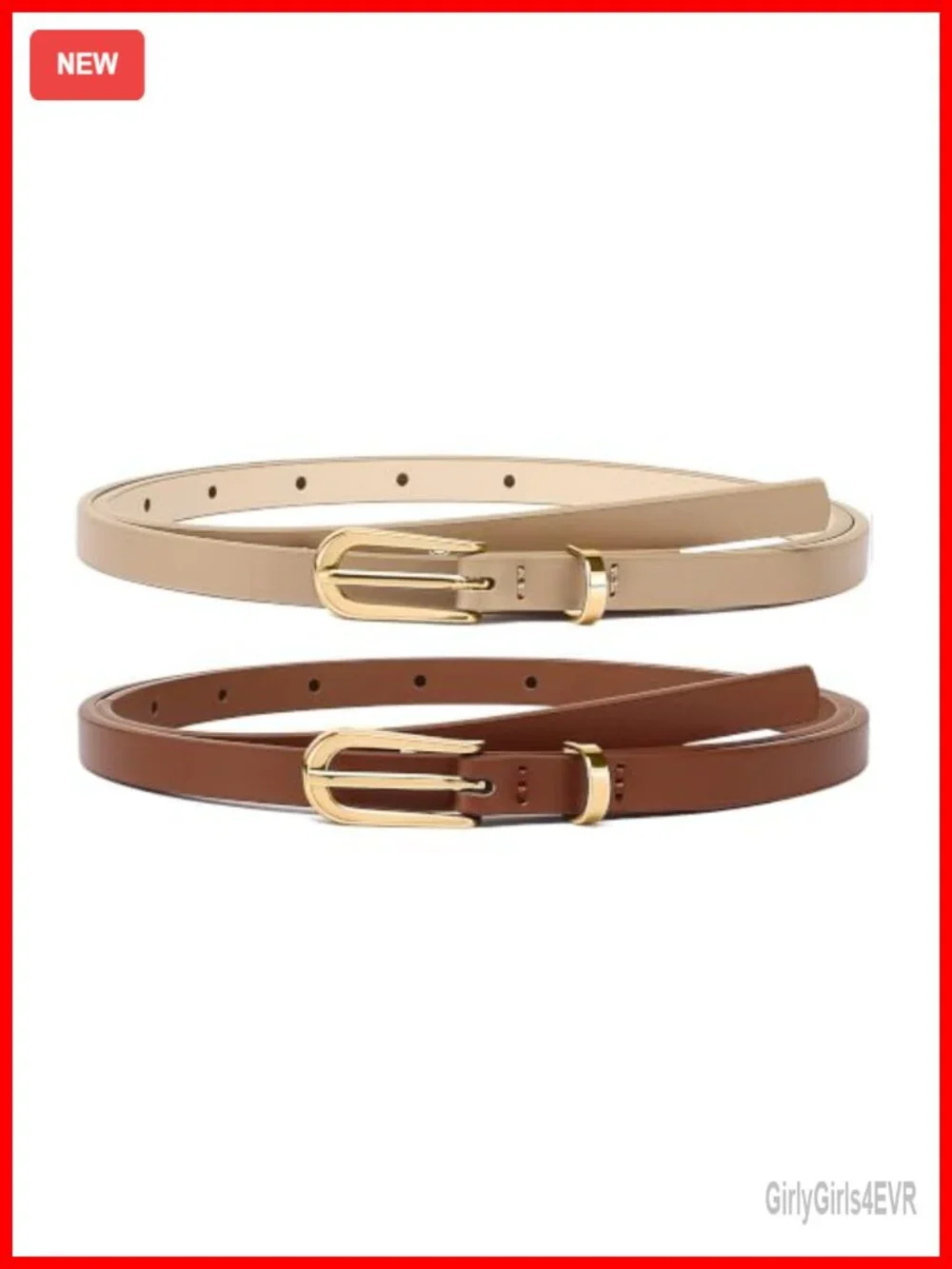 4 Pack Thin Belts Faux Leather Skinny Waist Belt for Women Jeans Dress Pants